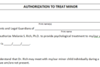 Download "Authorization to Treat a Minor" form